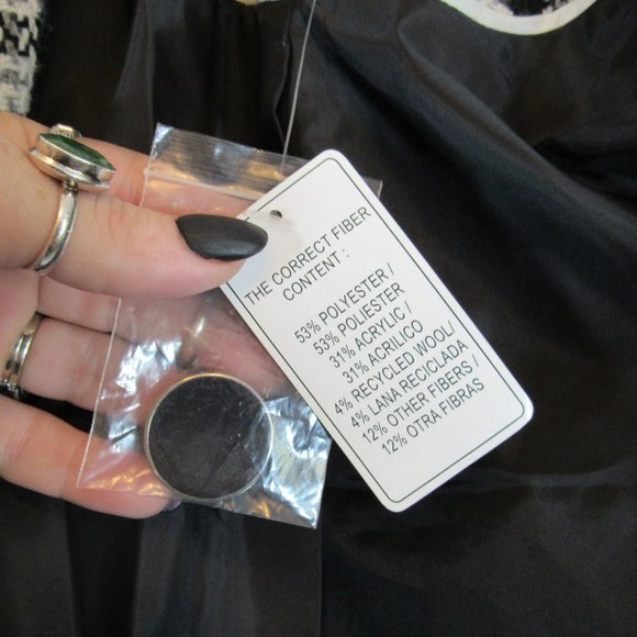 Worthington Black Plaid Double Breasted Pea Coat Jacket Petite L NEW - Picture 3 of 8